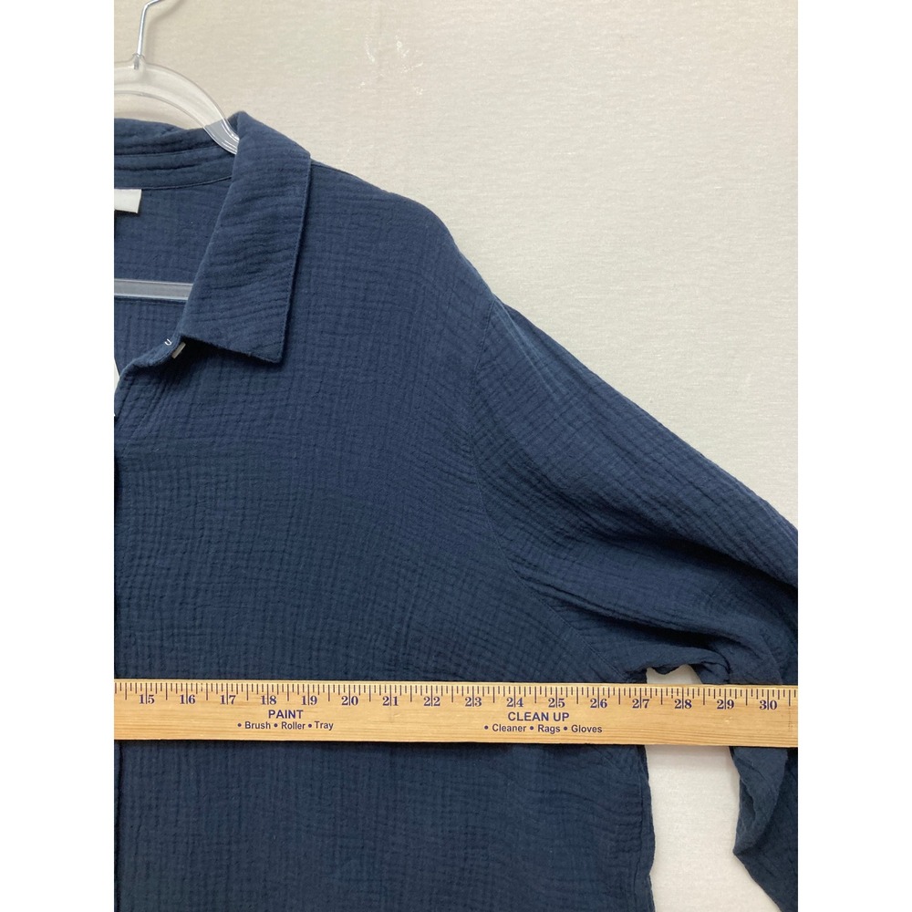 J. Jill Navy Button-Down Cotton Gauze Shirt - Picture 5 of 8